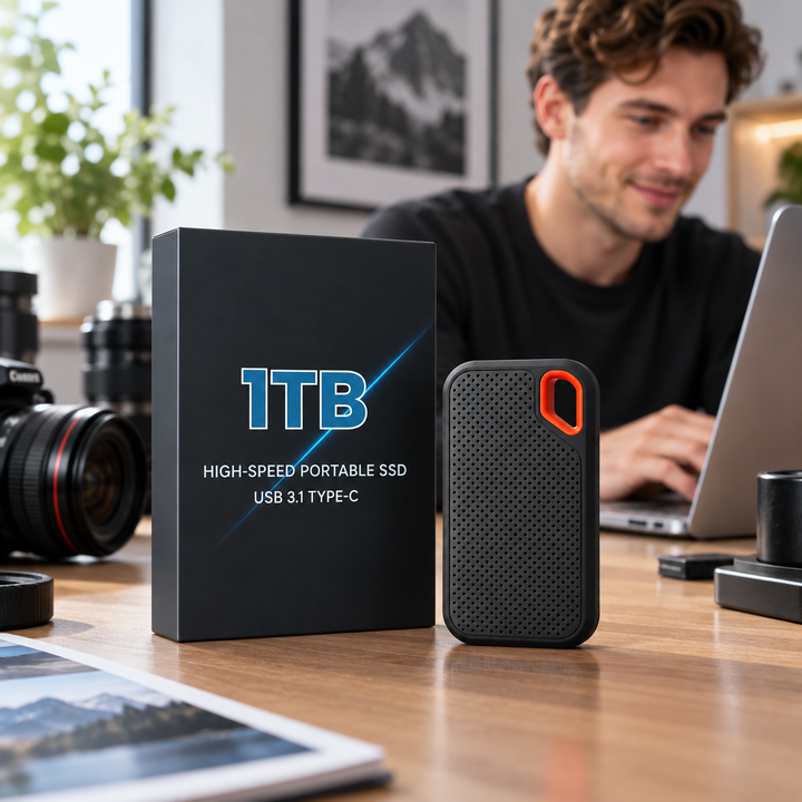 Portable External SSD Hard Drive for Photos Videos PC and Phone