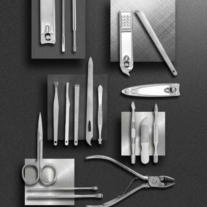 19 Piece Nail Clipper Manicure Set Stainless Steel Grooming Tools