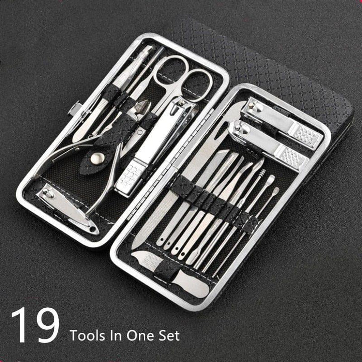 19 Piece Nail Clipper Manicure Set Stainless Steel Grooming Tools