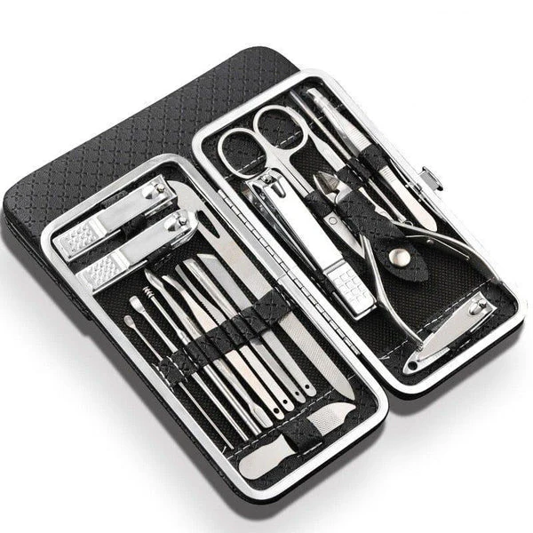 19 Piece Nail Clipper Manicure Set Stainless Steel Grooming Tools