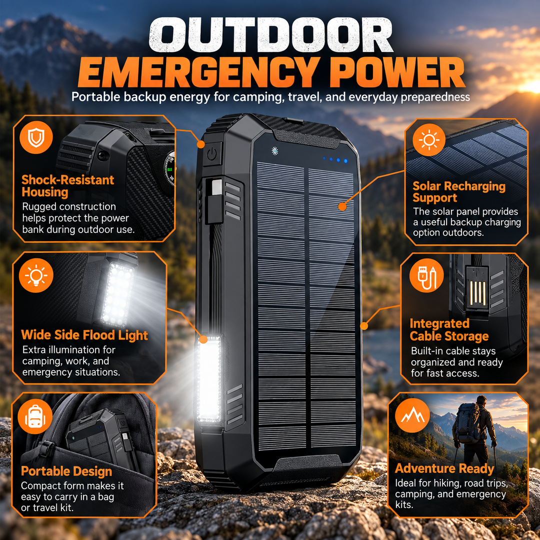 30000mAh Solar Power Bank Wireless Waterproof Portable Charger