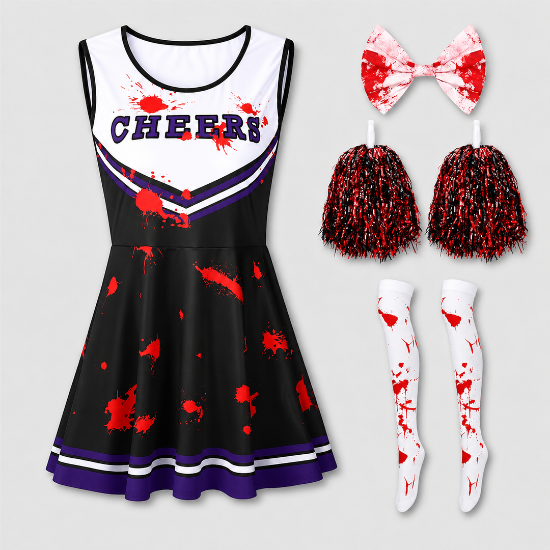 Girls Zombie Cheerleader Costume Halloween Performance