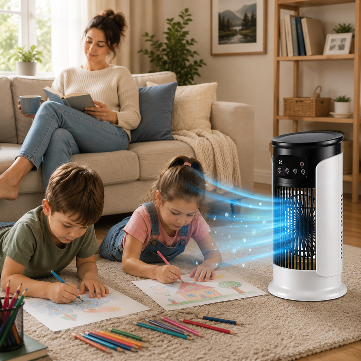 Portable 3-in-1 Air Conditioner Fan Humidifier with Night Light and 6 Speeds