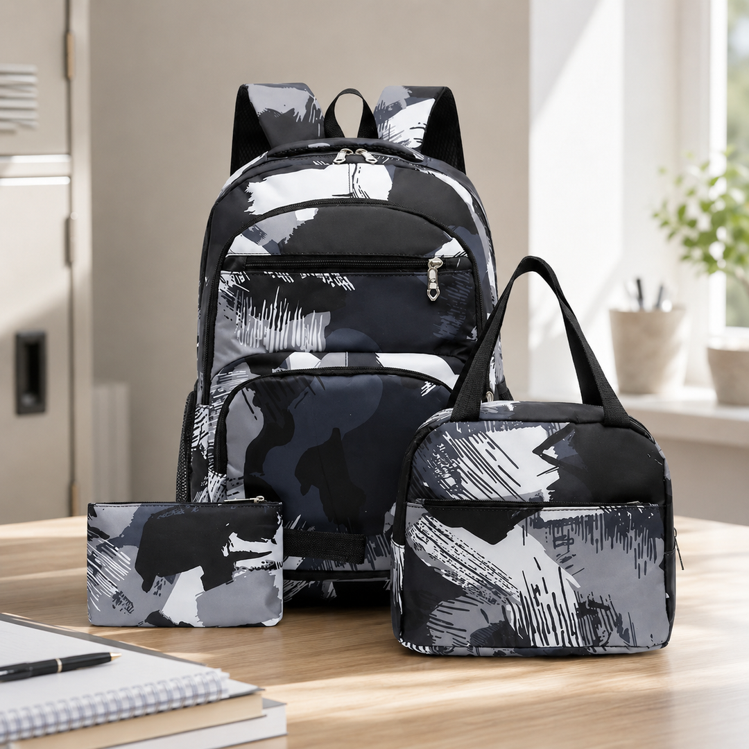 Kids 3-Piece Waterproof School Backpack Set with Lunch Bag &amp; Pencil Case