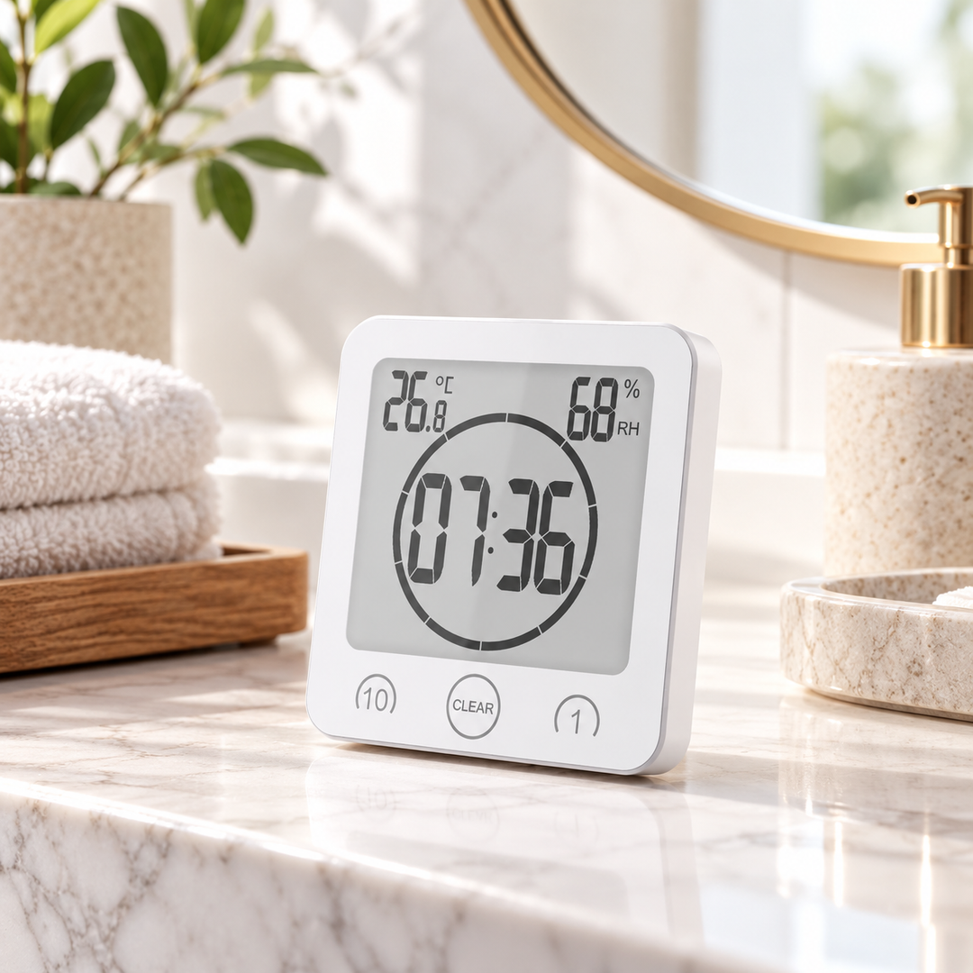 Waterproof Shower Clock Digital Suction Cup Bathroom Wall Clock Timer