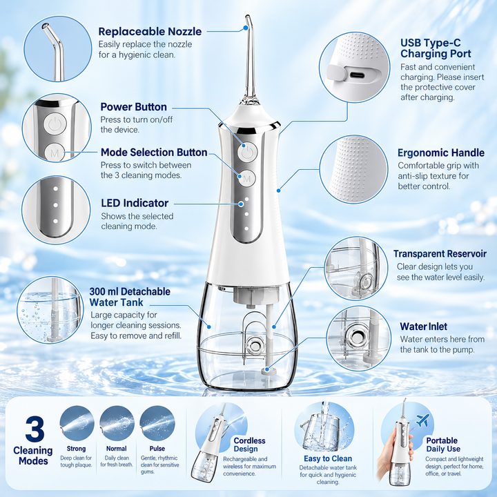 Ultrasonic Tooth Cleaner Rechargeable Dental Plaque Stain Remover