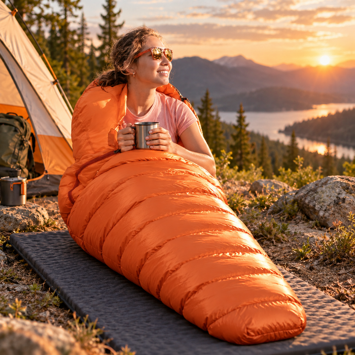 Winter Sleeping Bag Down Insulated for Cold Camping