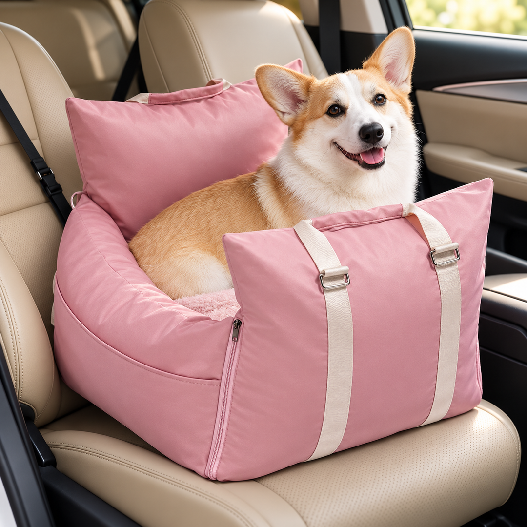 2 in 1 Dog Car Seat Bed with Harness Waterproof Travel Pet Bed