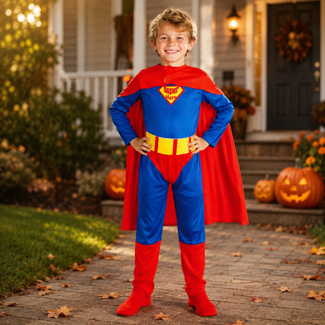 Girls Superhero Costume Dress with Cape Halloween