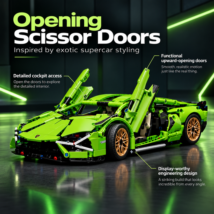 Racing Supercar Building Blocks 1280 Pieces Remote Control Kit