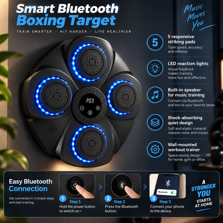 Music Boxing Machine Smart Punching Pad with Targets and Bluetooth