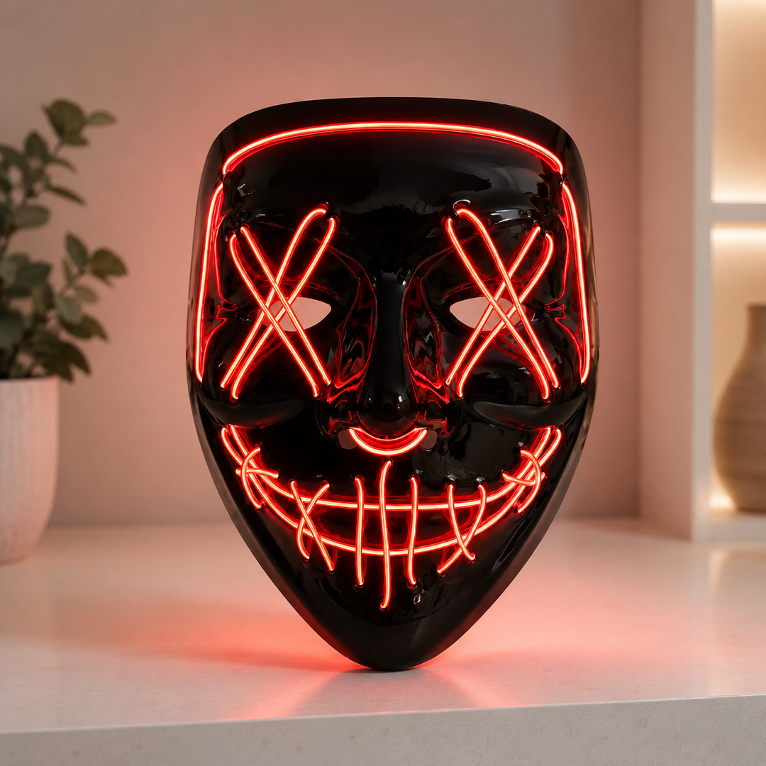 LED Purge Mask Light Up Halloween Scary Glow Adult