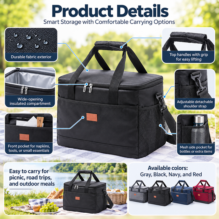 33L Waterproof Cooler Bag Insulated Large for Picnics Beach