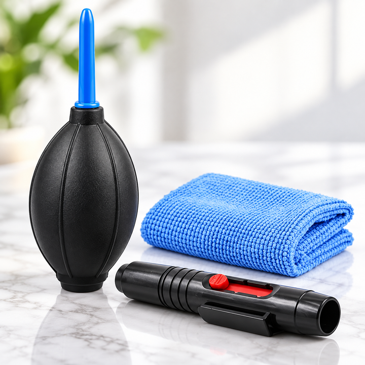 3-in-1 Camera Lens Cleaning Kit Blower Brush Pen and Cloth