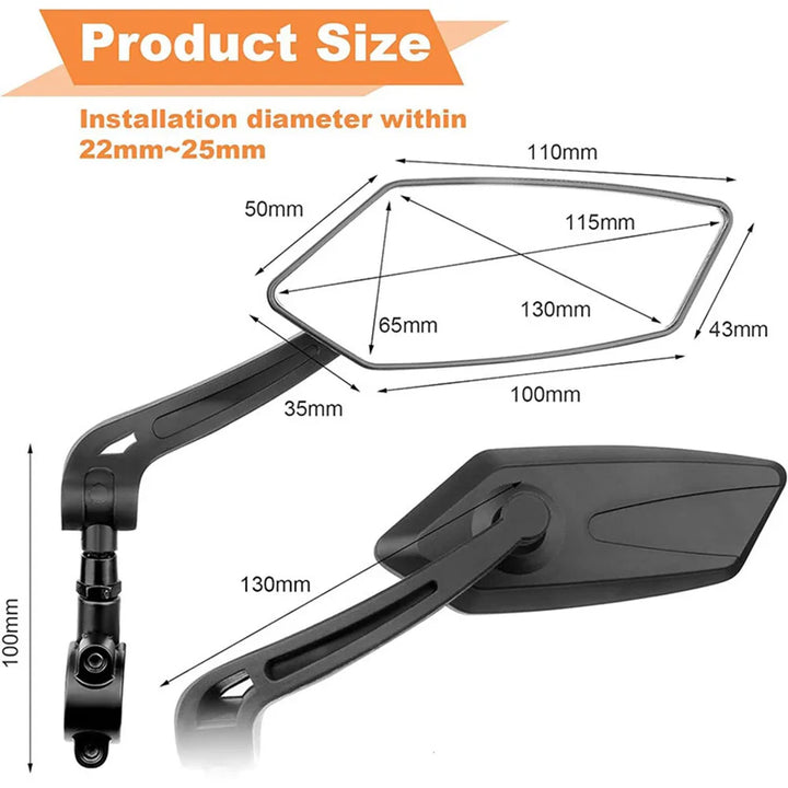 Bike Round Handlebar Mirrors 2 Pack