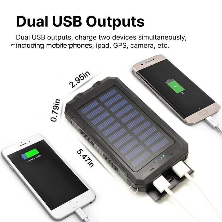 20000mAh Solar Power Bank Portable Waterproof Charger Battery Pack