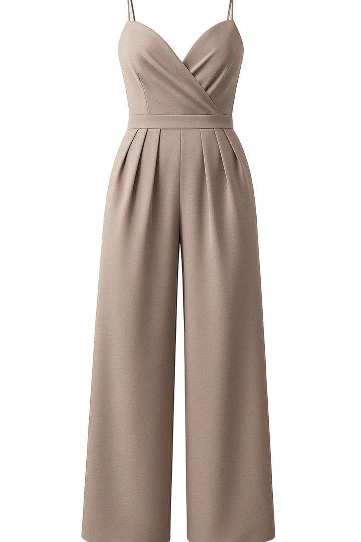 Jumpsuit with Thin Straps and Wide-Leg Trousers
