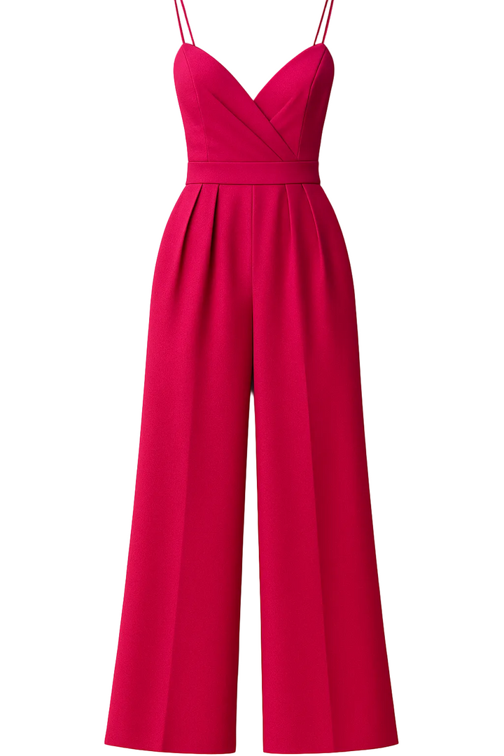 Jumpsuit with Thin Straps and Wide-Leg Trousers