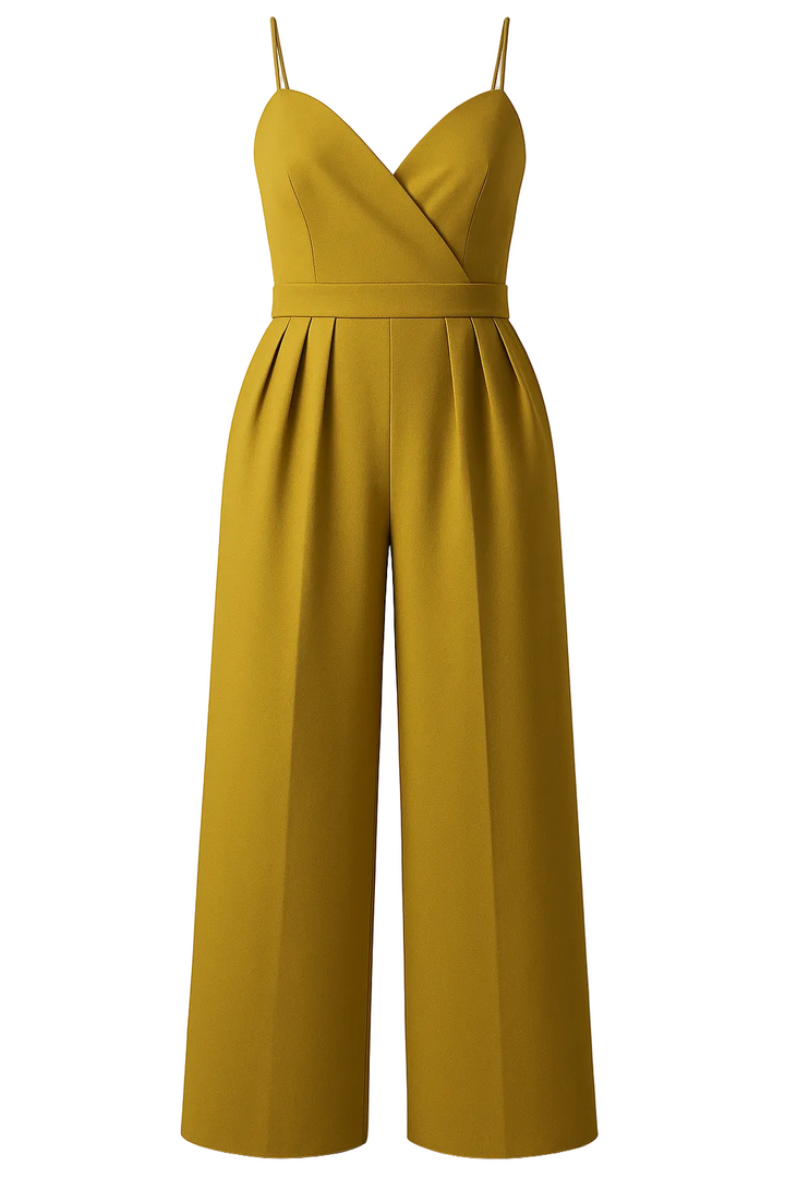 Jumpsuit with Thin Straps and Wide-Leg Trousers