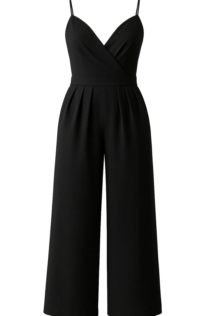 Jumpsuit with Thin Straps and Wide-Leg Trousers