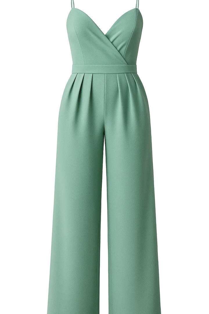 Jumpsuit with Thin Straps and Wide-Leg Trousers