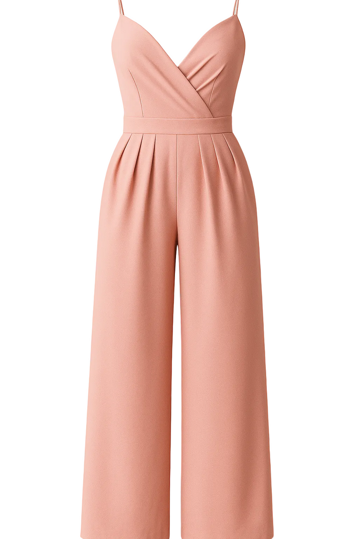 Jumpsuit with Thin Straps and Wide-Leg Trousers