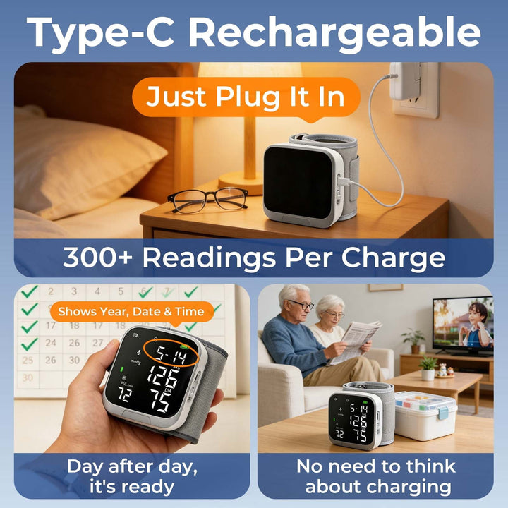 Automatic Rechargeable Wrist Blood Pressure Monitor Device