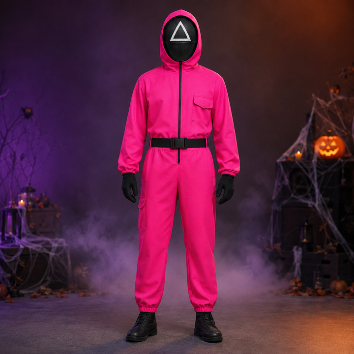 Group Rose Red Jumpsuit Costume with Mask Adults Halloween