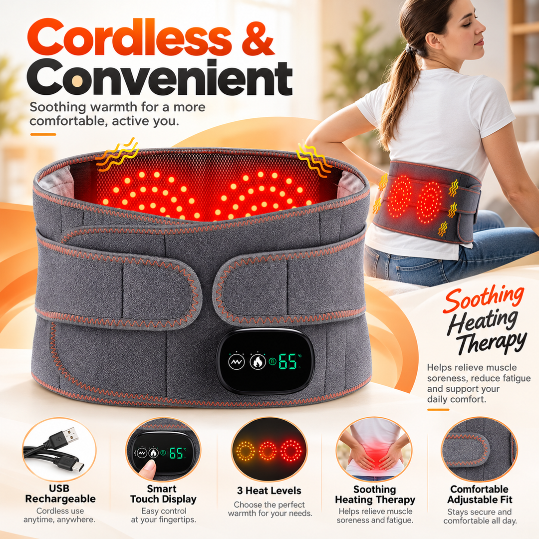 Heated Lower Back Support Belt Adjustable Heat Therapy Wrap