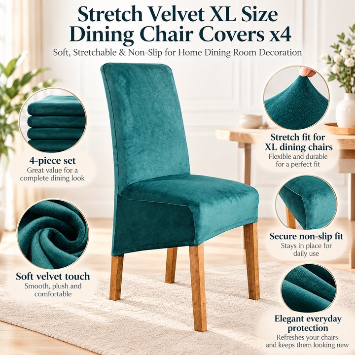 Stretch Velvet Dining Chair Covers Soft Non Slip Seat Protectors