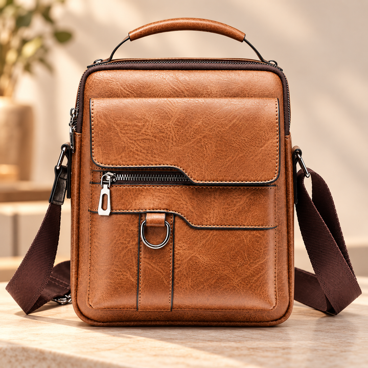 Mens Genuine Leather Shoulder Bag Crossbody Messenger Bag