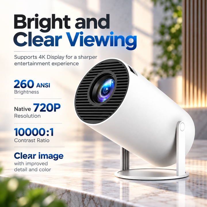 4K Projector for Home Theater Android WiFi Bluetooth Smart Projector