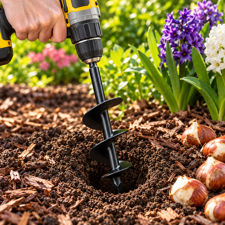 Garden Auger Drill Bit 3 Inch Spiral Bit for Planting Bulbs