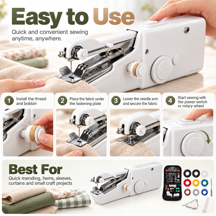 Handheld Sewing Machine Mini Portable Cordless Quick Stitch Repair