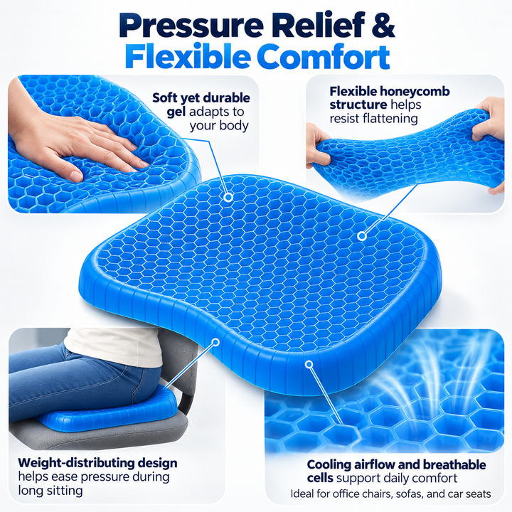 Orthopedic Gel Seat Cushion Tailbone Pain Relief Office Chair