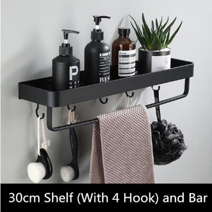 Bathroom Wall Shelf Rectangular Aluminum Frame Mount