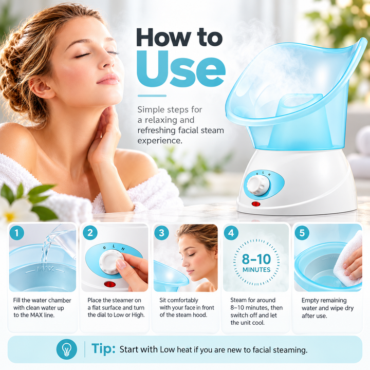 Facial Steamer at Home Warm Mist Face Sauna Skin Care Device