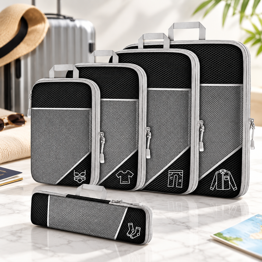 Compression Packing Cubes Travel Luggage Organiser Set
