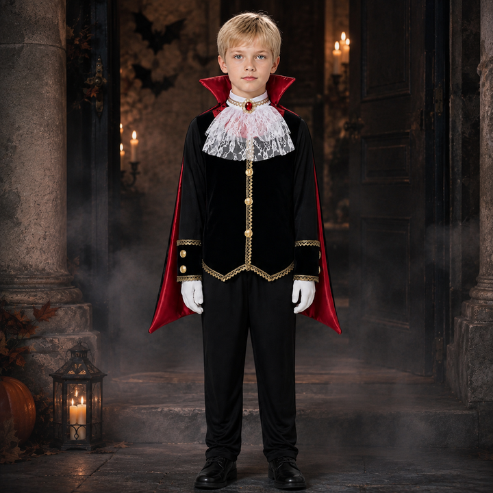 Girls Vampire Costume with Cape and Vest Halloween