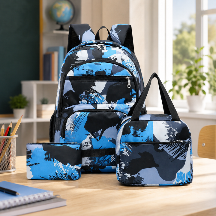 Kids 3-Piece Waterproof School Backpack Set with Lunch Bag &amp; Pencil Case