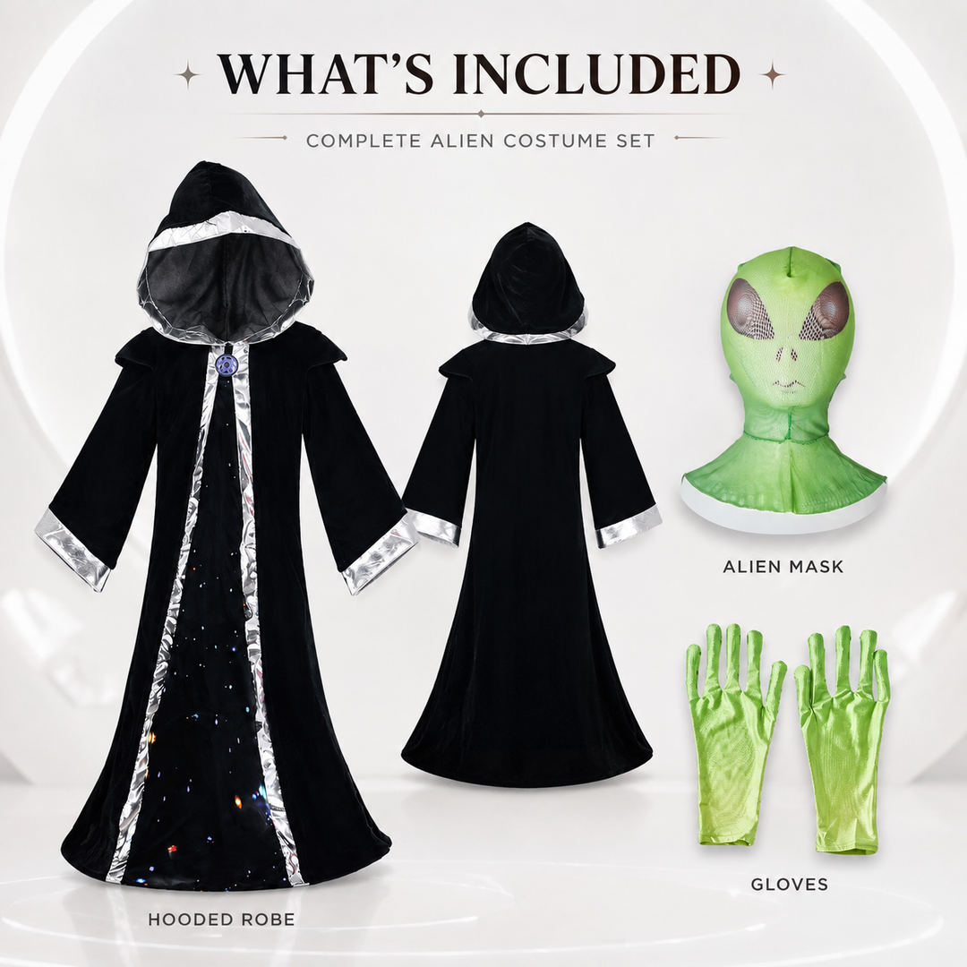 Kids Alien Boss Costume Hooded Robe with Mask Halloween