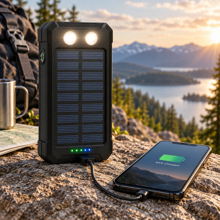 Solar Power Bank Waterproof High Capacity Portable Charger