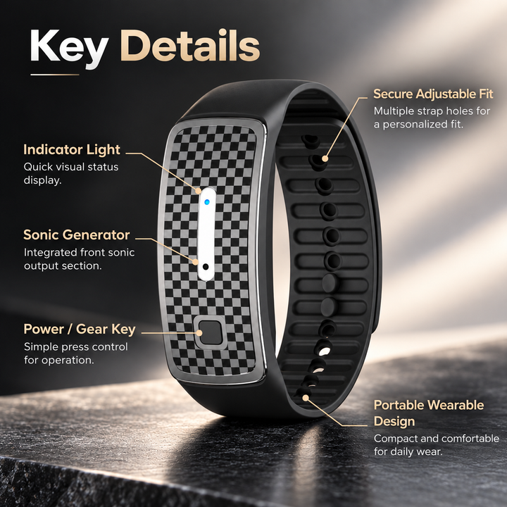 Ultrasonic Mosquito Repellent Bracelet USB Rechargeable Band
