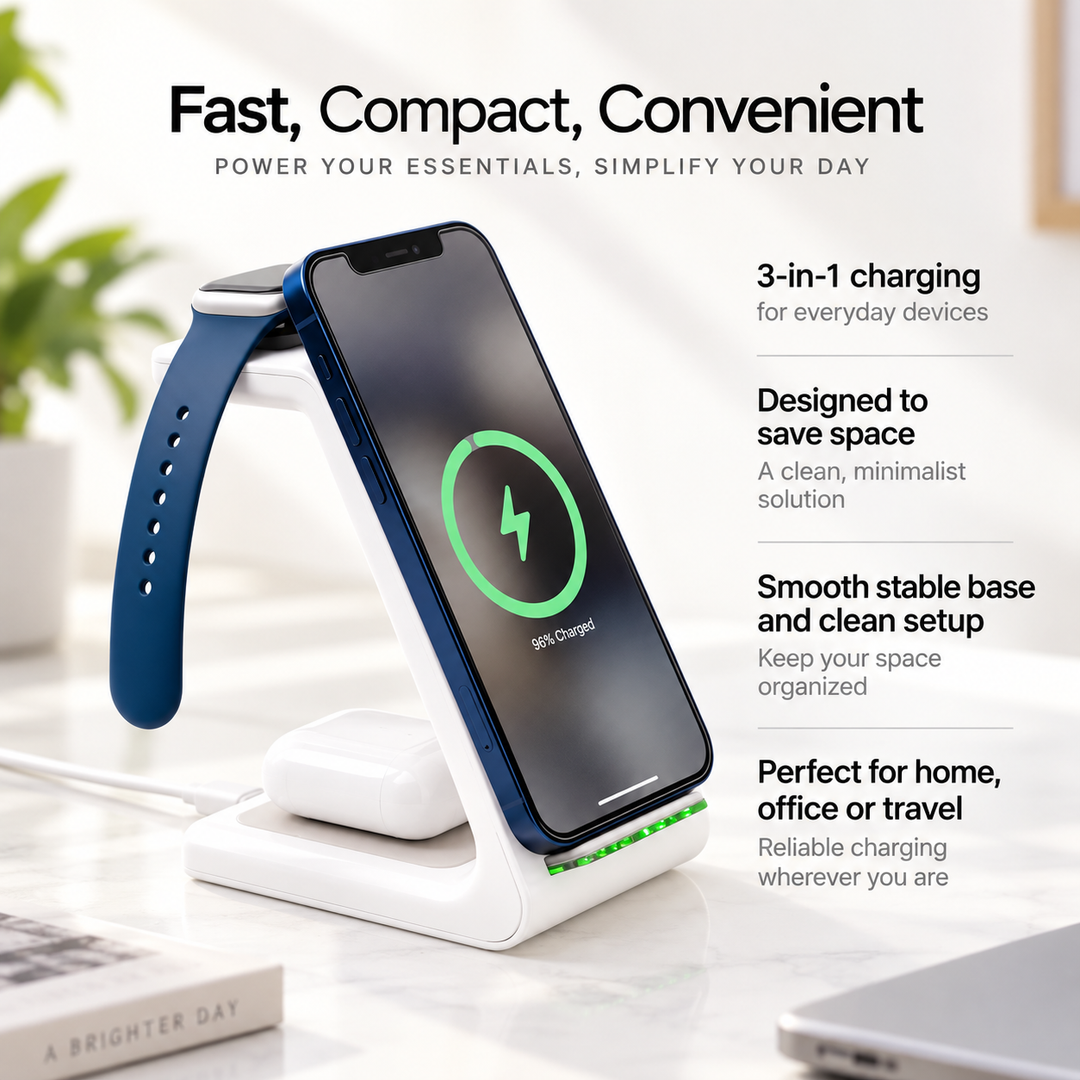 3 in 1 Wireless Charging Station Fast Charger for Phone Watch