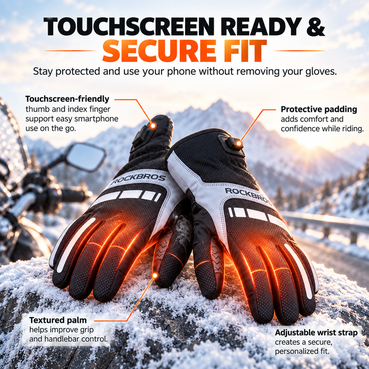 Heated Motorcycle Gloves Waterproof Winter Touchscreen Knuckle Guard