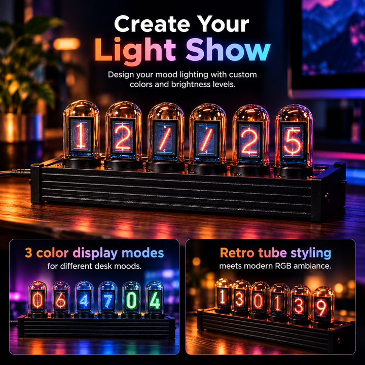 Nixie Tube Style Clock Retro Digital Desk Clock USB Powered