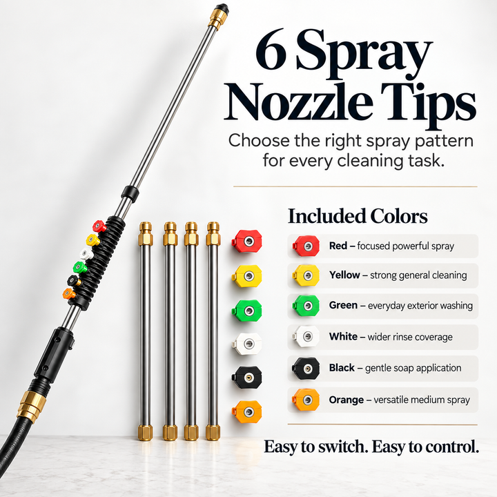 Telescoping High Pressure Washer Wand Set 4000 PSI with 7 Nozzle Tips