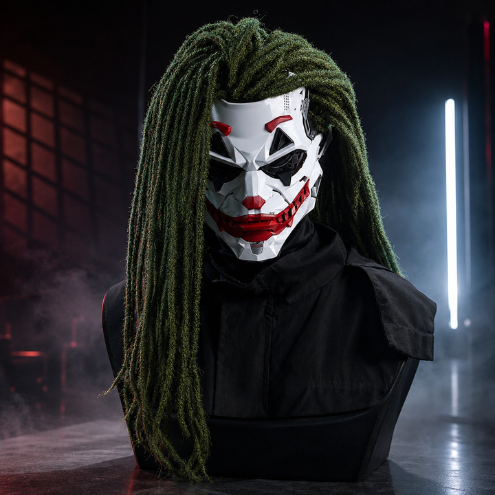Cyberpunk Clown Mask with Wig Halloween Cosplay Adult