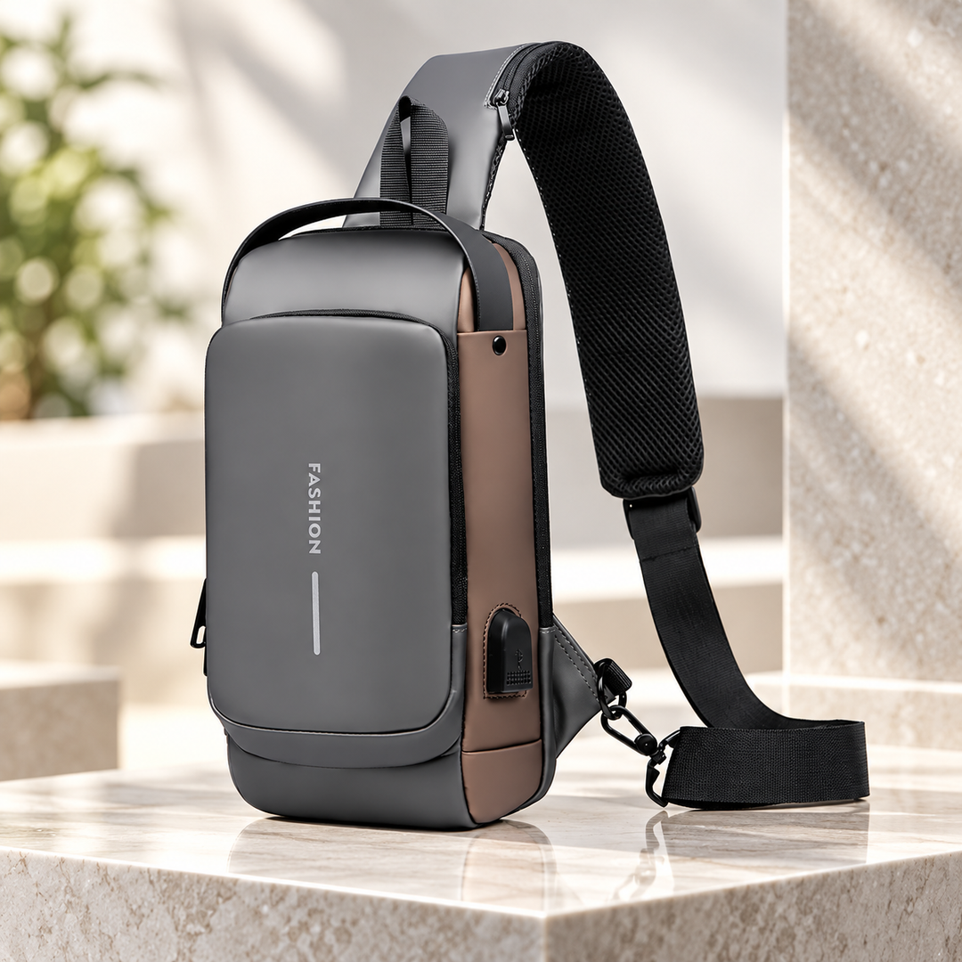 Mens Anti Theft Crossbody Chest Bag with USB Charging Port Sling Bag