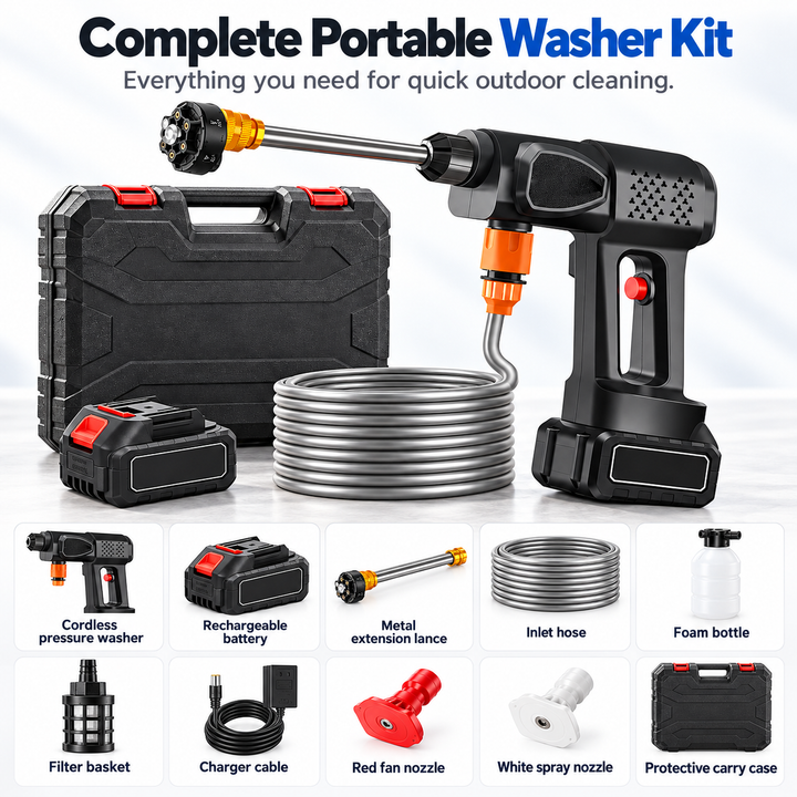 Cordless Pressure Washer Portable Power Cleaner 6 Spray Modes 300W